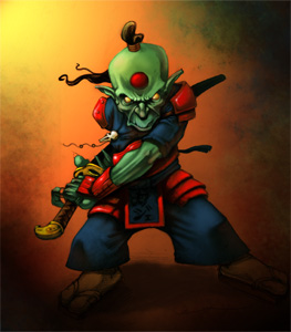 Diseo personaje goblin samurai