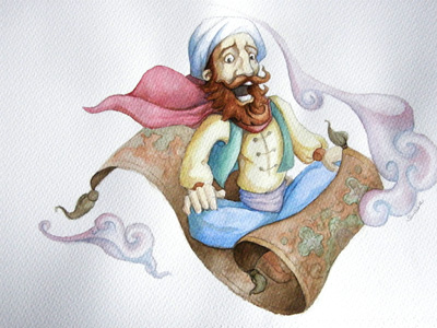The Artesano flying with his magic carpet
